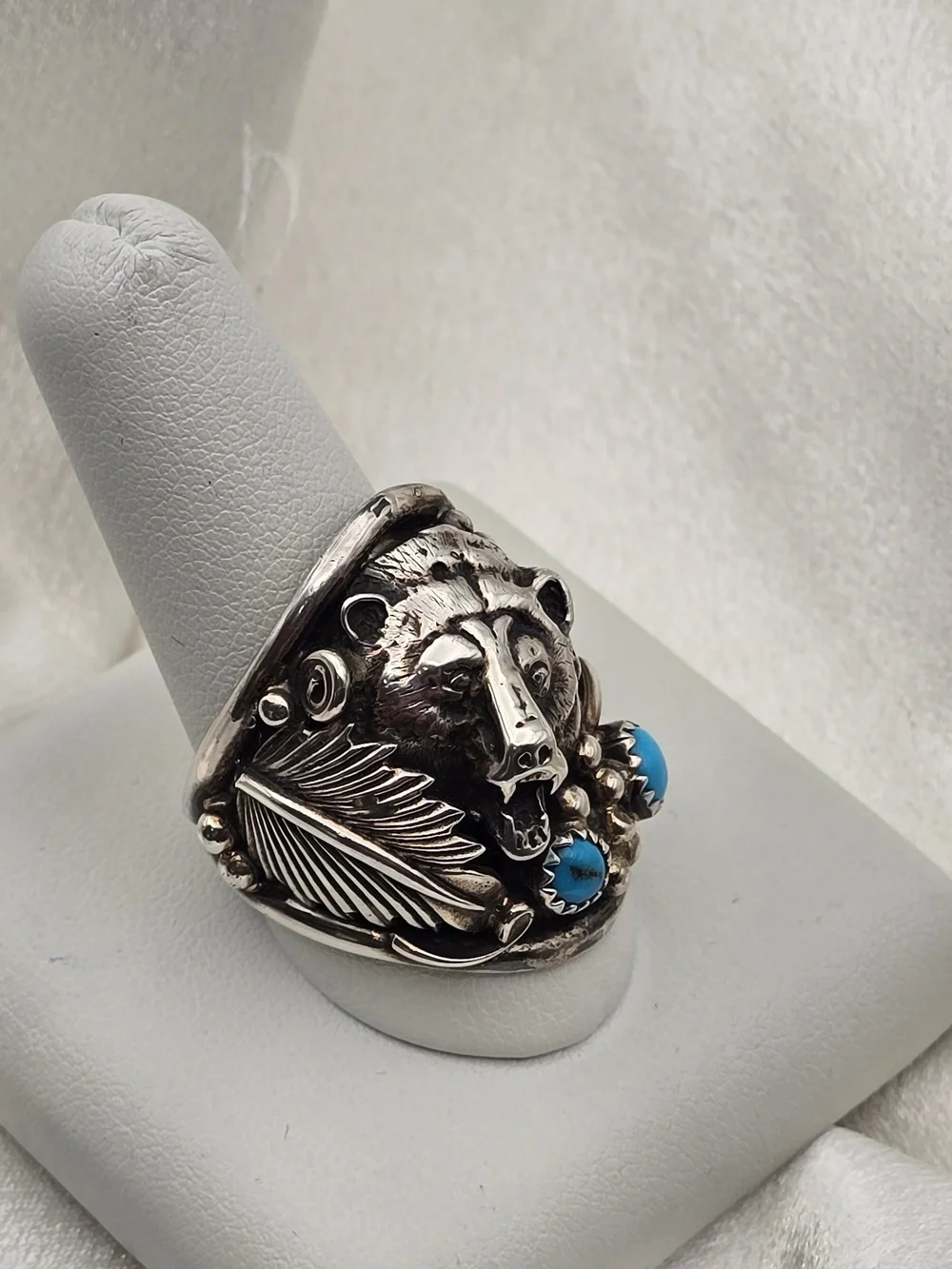 Native American Sterling Silver 925 Bear Head Ring
